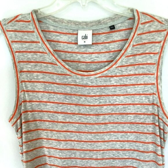 CAbi Sleeveless Tee Crew Neck Pullover Striped Layered Hem Women's Size Medium - Picture 3 of 9